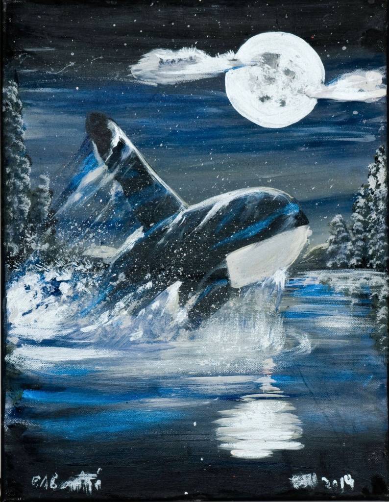 794x1024 Killer Whale' Painting By Edgar Rossetti (Carrier). - Whale Painting