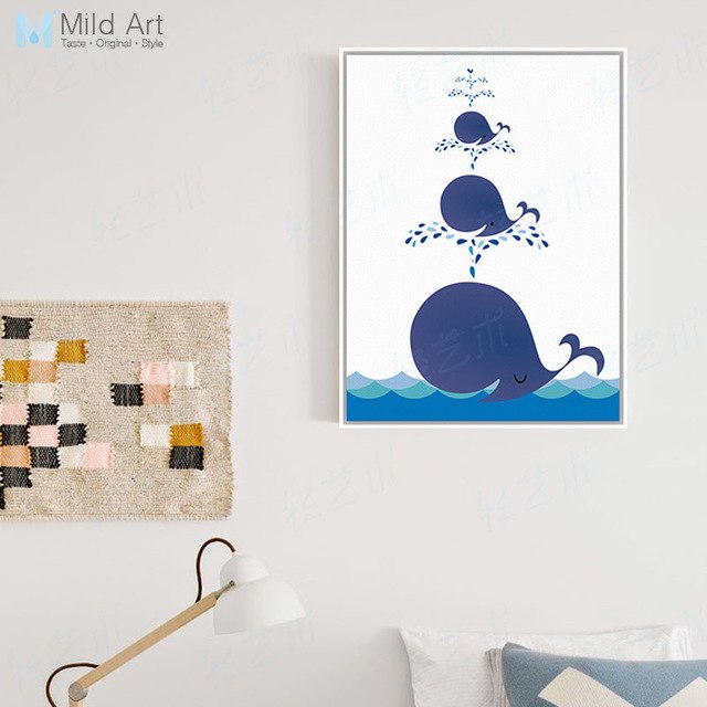 640x640 Modern Abstract Kawaii Animal Whale Family Poster And Prints - Whale Painting For Kids