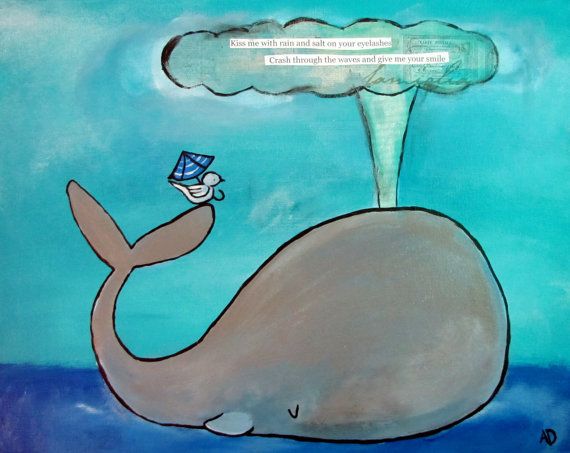 570x453 Whale Original Nursery Art Print Childrens Decor Artwork For Kids - Whale Painting For Kids