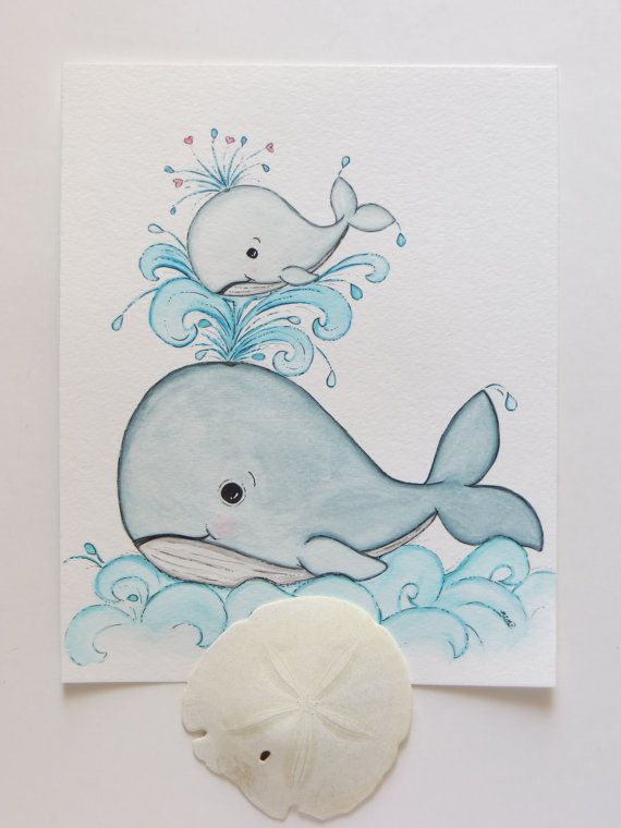 570x760 Features My Ballpoint Pen Blue Water By Enrica Barri On Etsy - Whale Painting For Kids