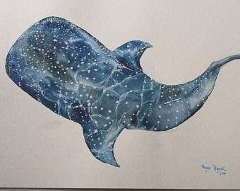 340x270 Watercolor Painting Whale Shark Painting Whale Painting - Whale Shark Painting