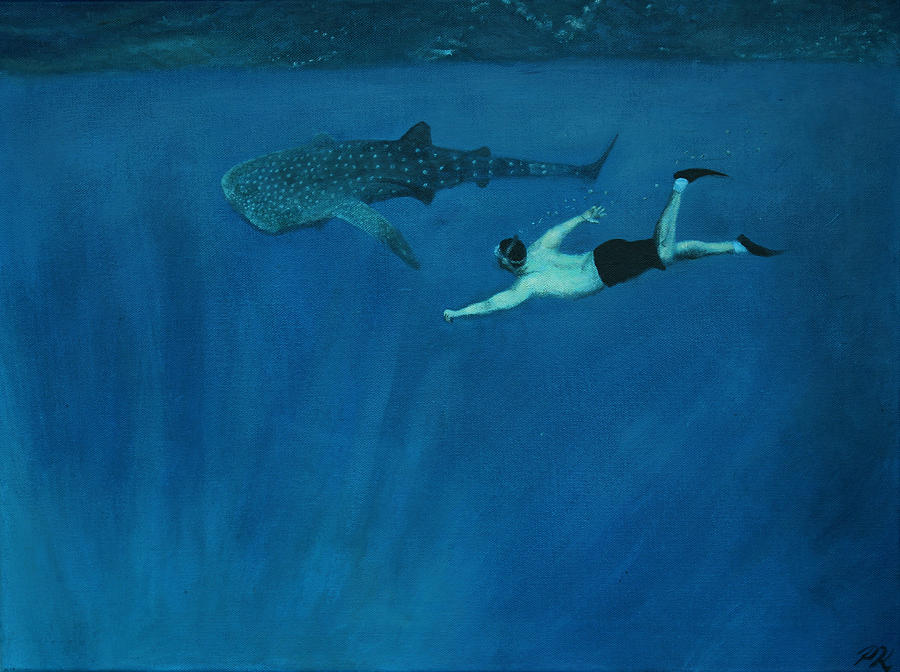 900x672 Dale Vs. The Whale Shark Painting By Patrick Kelly - Whale Shark Painting