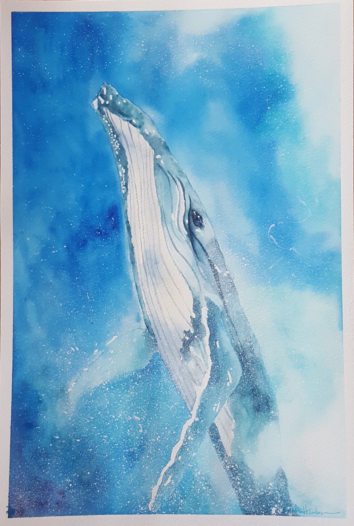 1205x1789 Watercolor Whale Tail Mini - Whale Tail Painting