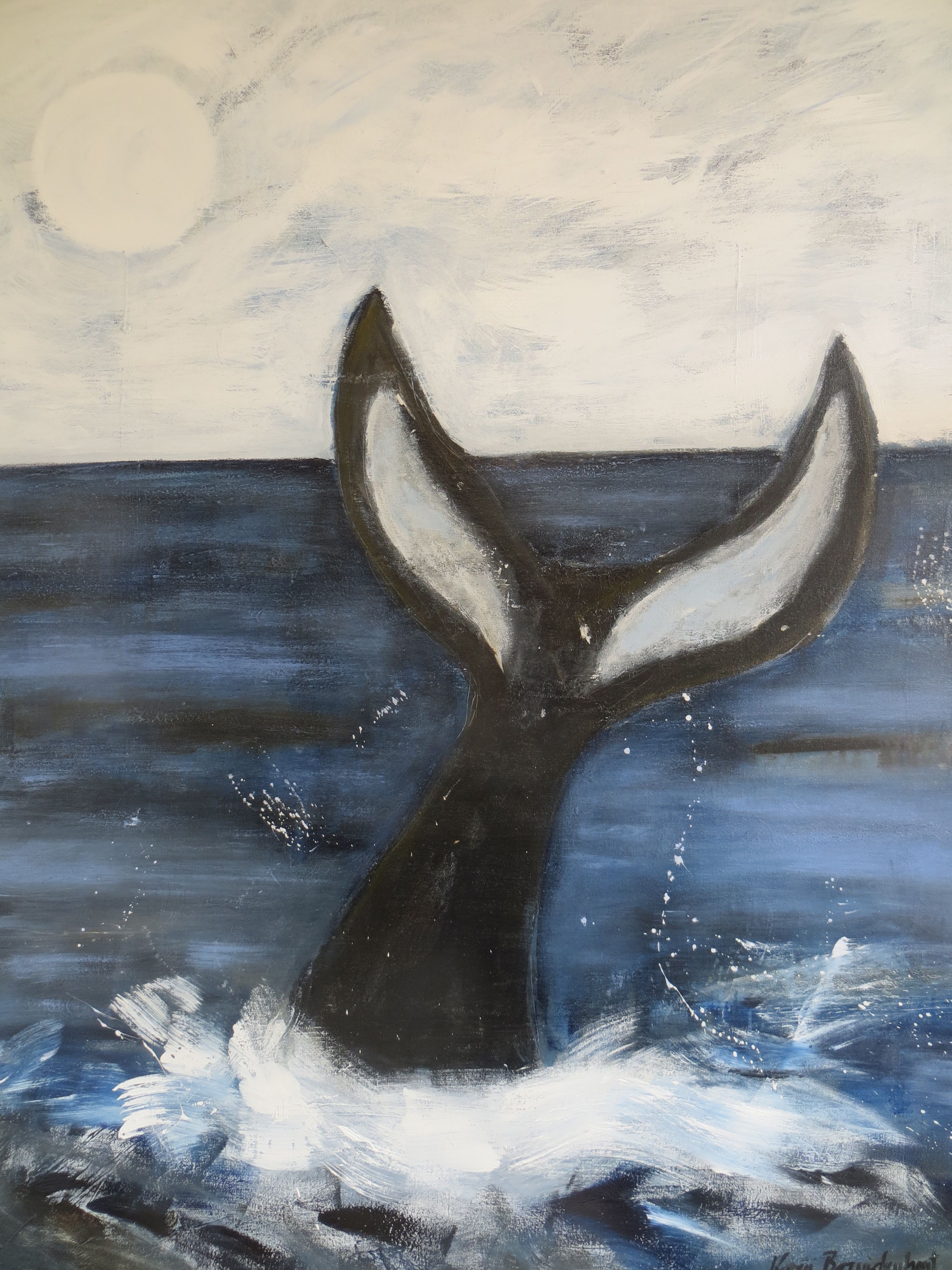 3000x4000 Whale Tail Painting 48x60 By Karen Bezuidenhout Www - Whale Tail Painting