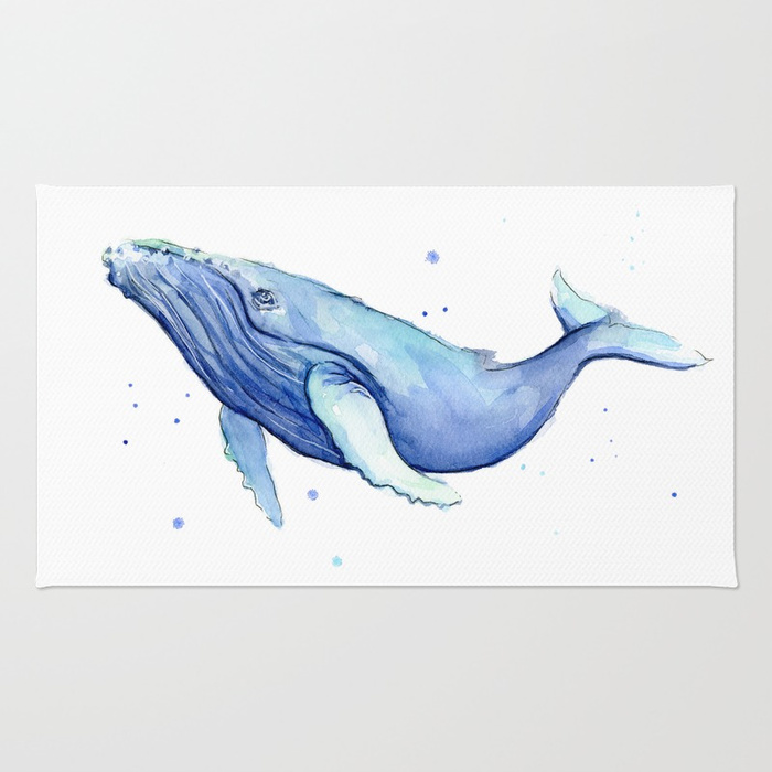 700x700 Humpback Whale Watercolor Animal Painting Nursery Animals Rug By - Whale Watercolor Painting