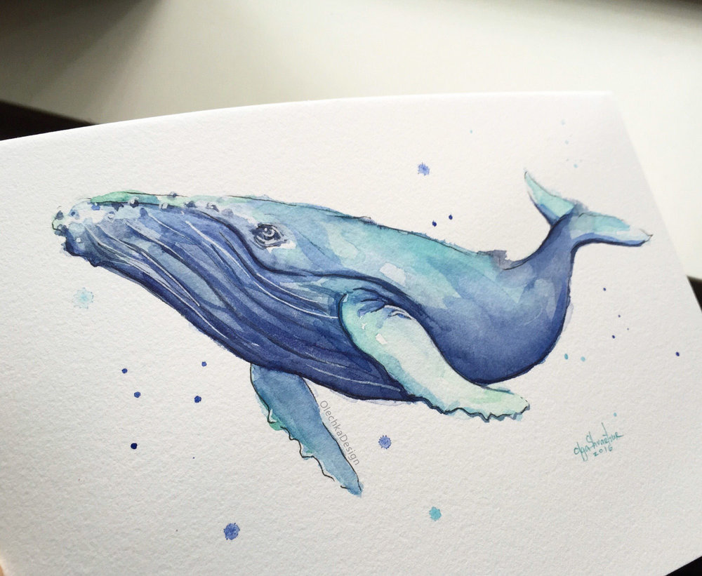 1000x821 Humpback Whale Watercolor Olechka Design - Whale Watercolor Painting