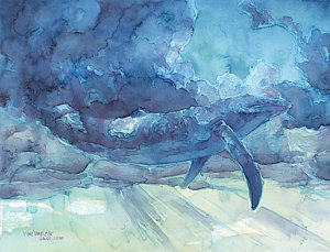 300x229 Blue Whale Watercolor Paintings Fine Art America - Whale Watercolor Painting