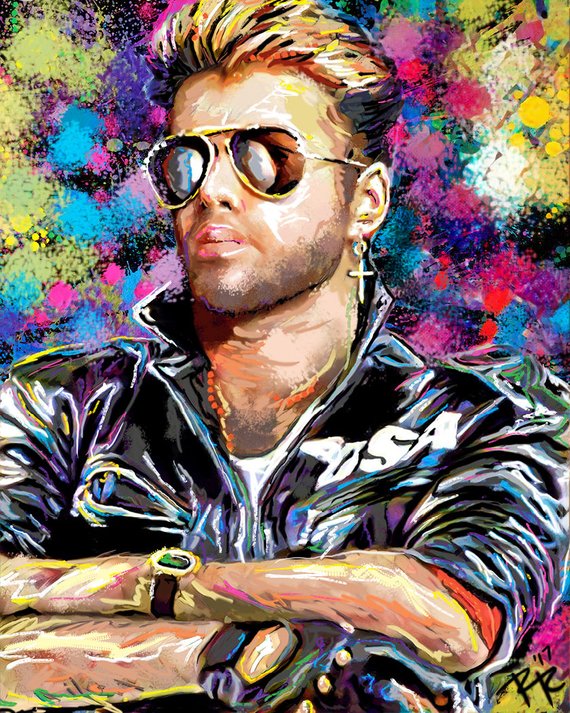 570x713 George Michael Art Pop Art Painting Wham Original Art Print - Wham Painting