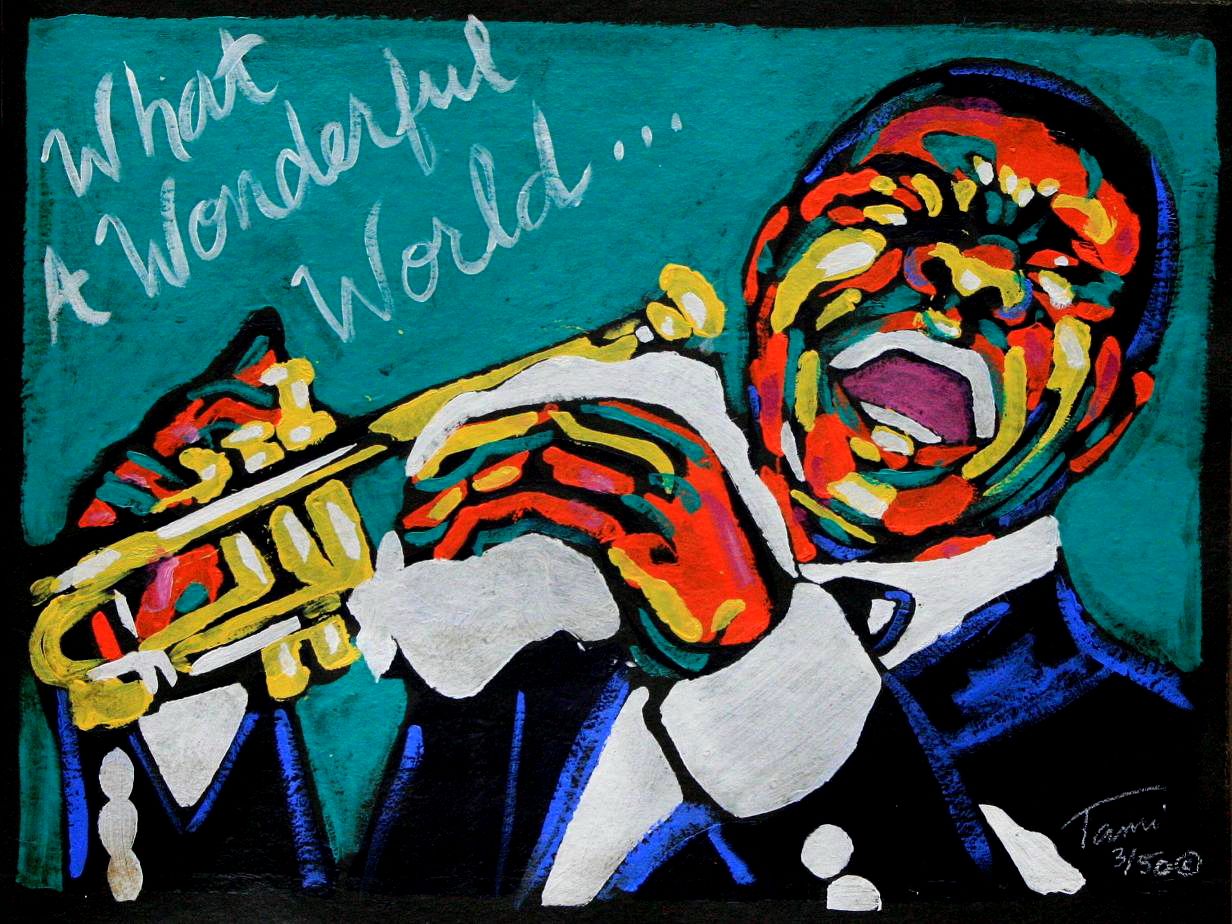 1232x924 What A Wonderful Worldstencil Painting With Four Color Remarque - What A Wonderful World Painting