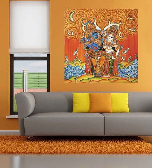 494x544 Buy Retcomm Art Large Size Single Krishna Amp Gopi Kerela Mural L - What Canvas Size For Digital Painting