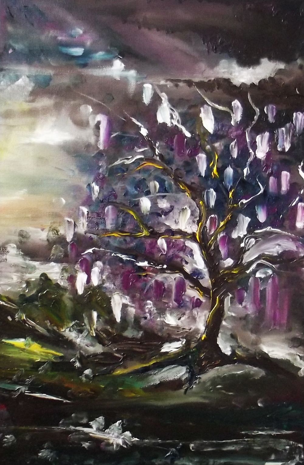 1000x1531 Lilac, Tree, What Dreams May Come, Olesya Hupalo, Cupofarts, Post - What Dreams May Come Purple Tree Painting