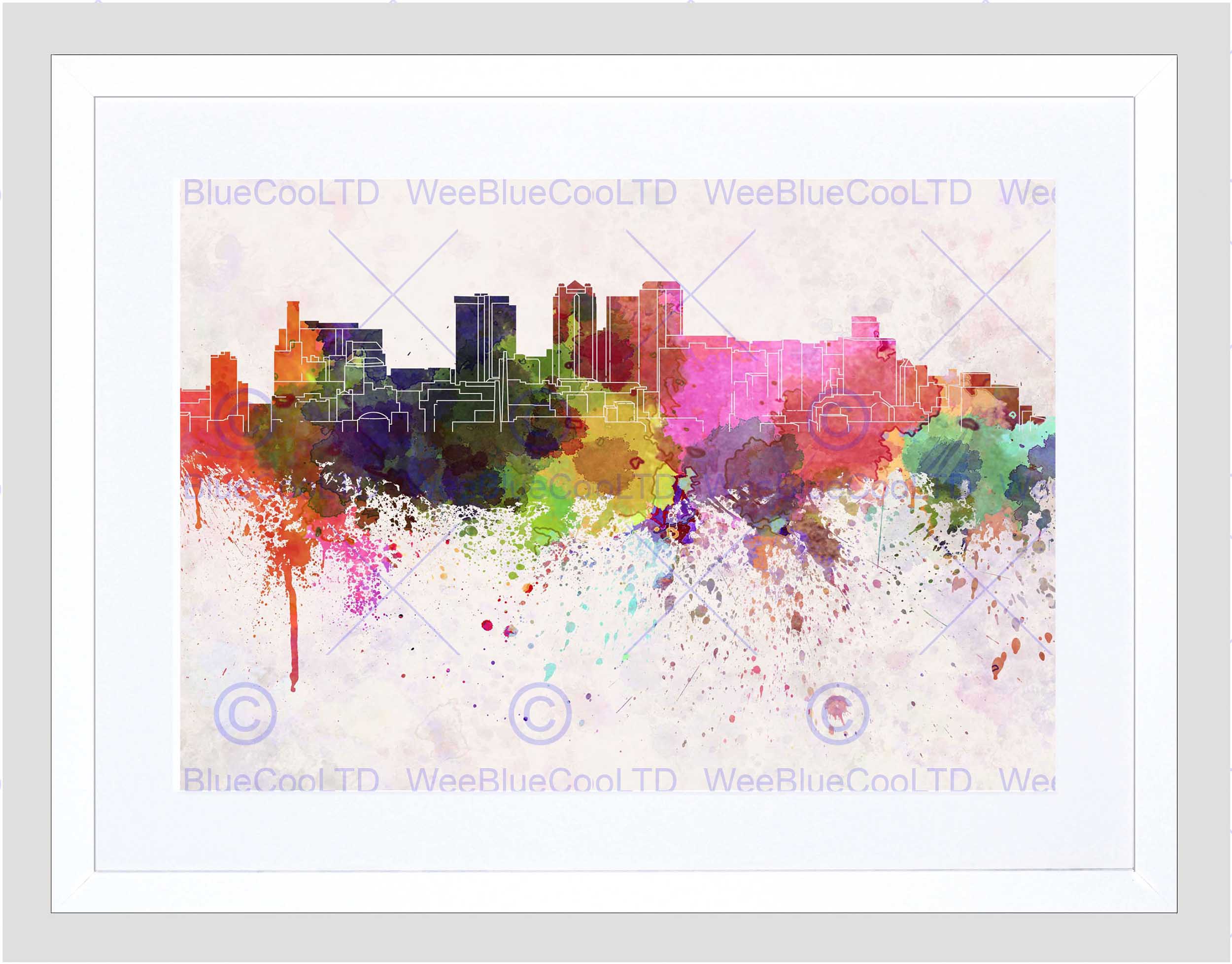2500x1956 Painting Cityscape Birmingham Paint Splash Black Framed Art Print - What Is A Birmingham Painting