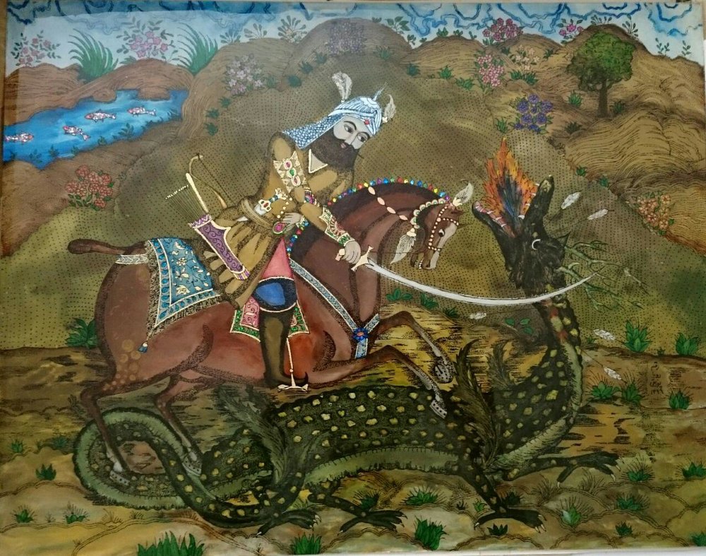 1000x787 Glass Paintings Of Shahnameh Inspired By 19th Century Lithograph - What Is A Lithograph Painting