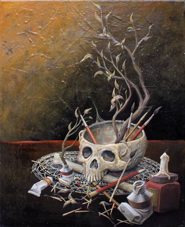 770x943 Saatchi Art Artista Vanitas 2 Painting By Mathieu Baly - What Is A Vanitas Painting