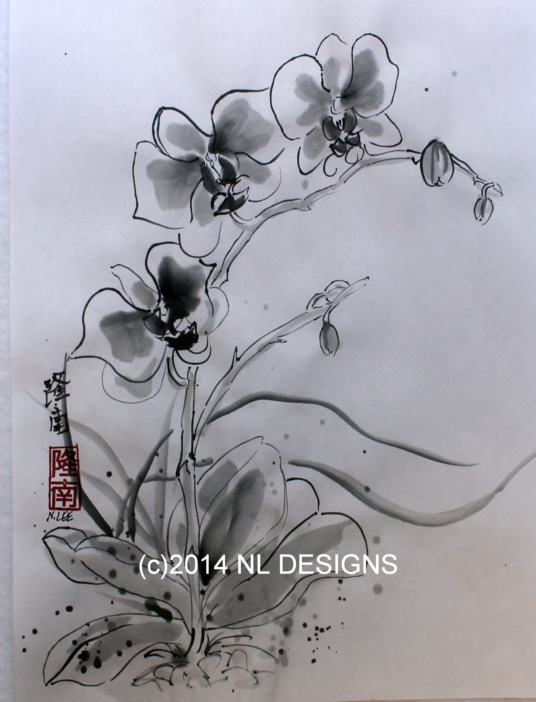1798x2354 Orchids In Black Amp White Japanese Brush Painting Nldesignsbythesea - What Is Japanese Brush Painting