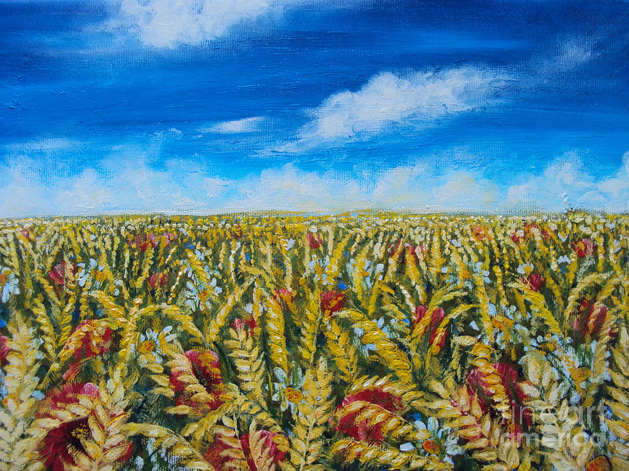 900x675 Wheat Field Painting By Drinka Mercep - Wheat Field Painting