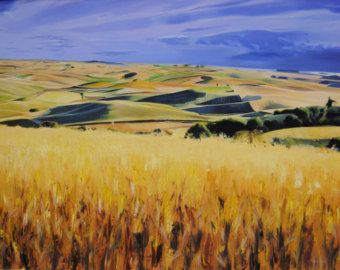 340x270 Painting Landscape Etsy - Wheat Field Painting