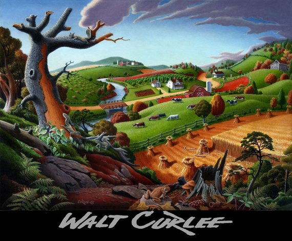 570x470 Original Oil Painting Wheat Harvest Landscape Painting Farm - Wheat Harvest Painting