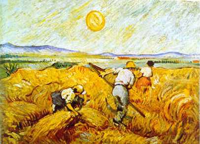 406x293 Paintings - Wheat Harvest Painting