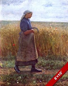 240x300 Summer Harvest Pregnant Woman W Sickle In Wheat Field Painting Art - Wheat Harvest Painting