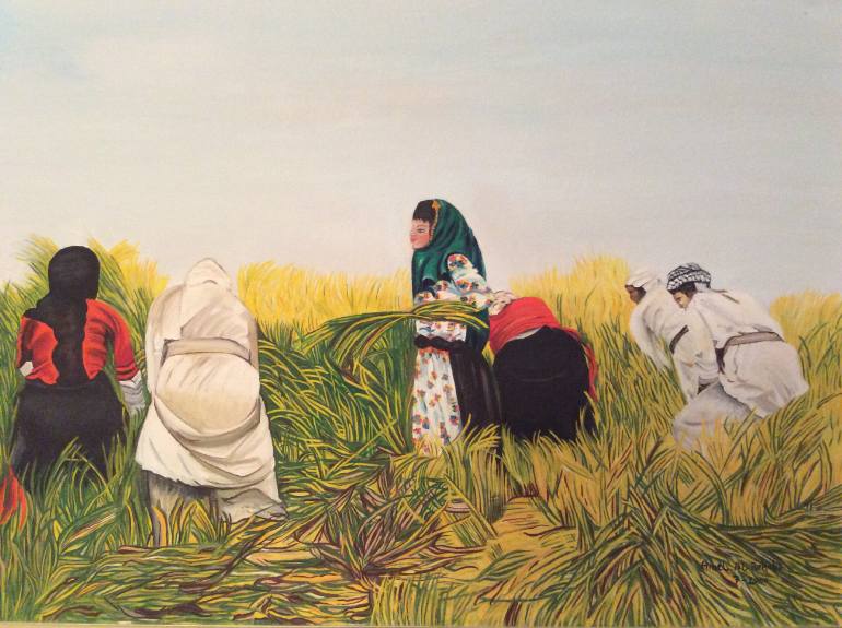 770x575 Saatchi Art Wheat Harvest Painting By Amel Alrekabi - Wheat Harvest Painting