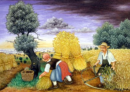 440x313 The Wheat Harvest By Pero Topljak Petrina Paisatjes - Wheat Harvest Painting