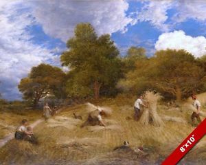 300x240 Gathering Wheat Harvest Work In Field Painting Landscape Art Real - Wheat Harvest Painting