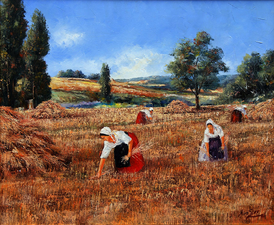 900x740 Wheat Harvest In Provence - Wheat Harvest Painting