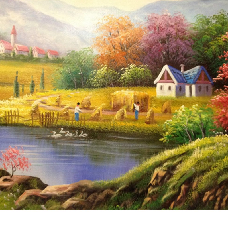 800x800 Handpainted Thomas Landscape Home Decor Oil Painting Art Wall - Wheat Harvest Painting