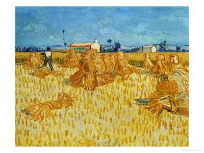 400x300 Harvest In Provence Of Wheat Field With Sheaves, C.1888 Giclee - Wheat Harvest Painting
