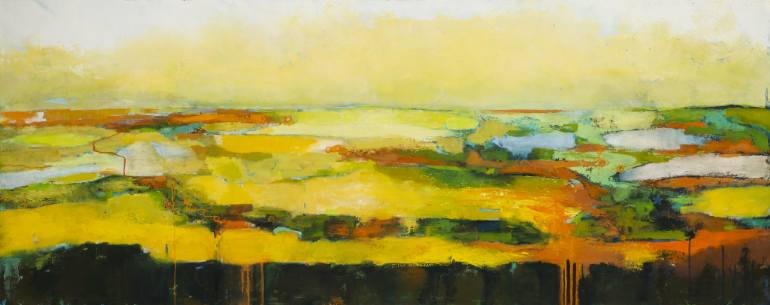 770x305 Saatchi Art Water And Wheat Painting By Susan Schiesser - Wheat Painting