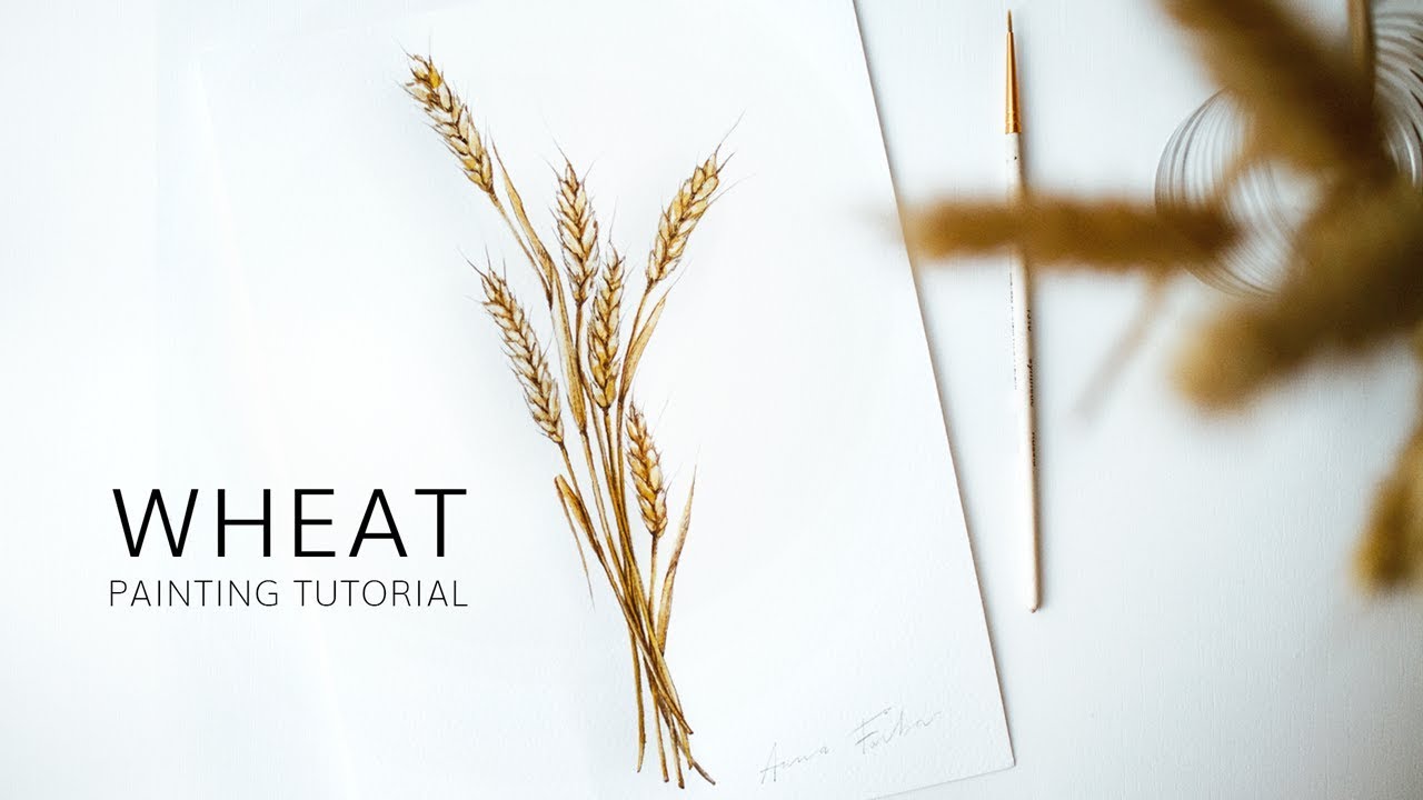 1280x720 Step By Step Wheat Bunch Watercolor Painting Tutorial - Wheat Painting