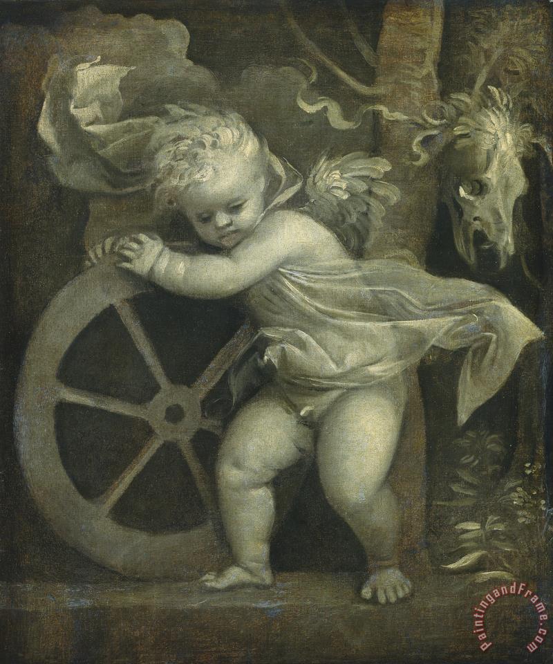 800x960 Titian Cupid With The Wheel Of Fortune Painting - Wheel Of Fortune Painting