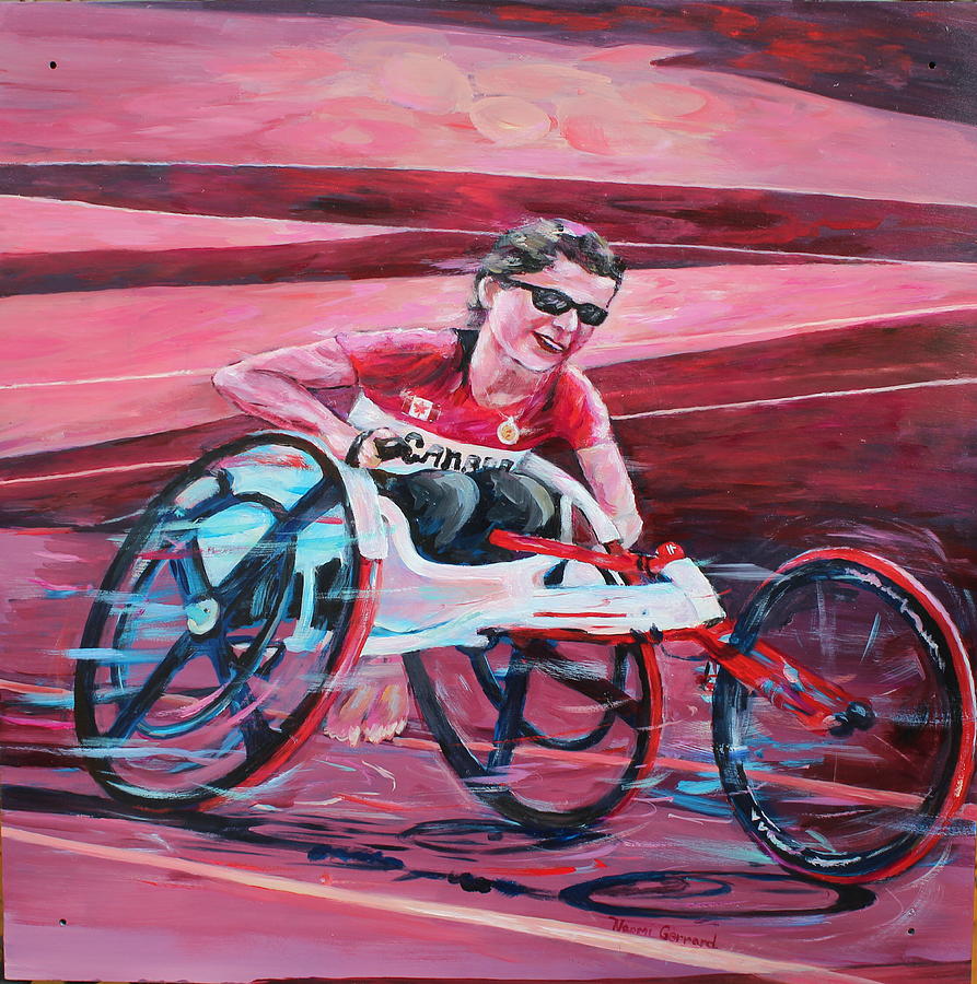 893x900 Wheelchair Racing Painting By Naomi Gerrard - Wheelchair Painting