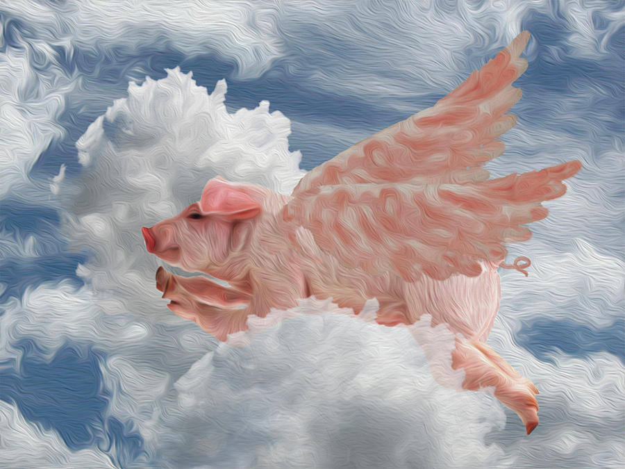 900x675 When Pigs Can Fly - When Pigs Fly Painting