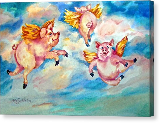 546x419 When Pigs Fly Painting By Judy Lynch Smithey - When Pigs Fly Painting