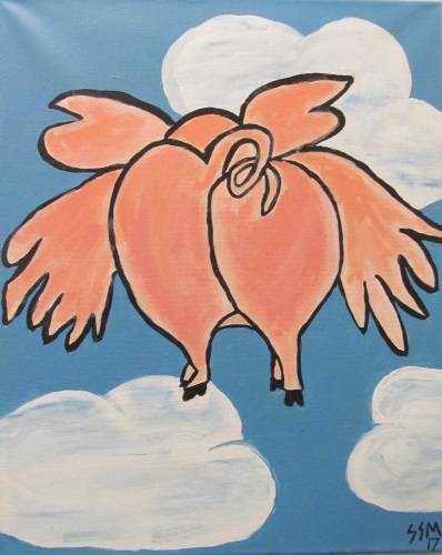 398x500 Cocktails And Canvas - When Pigs Fly Painting