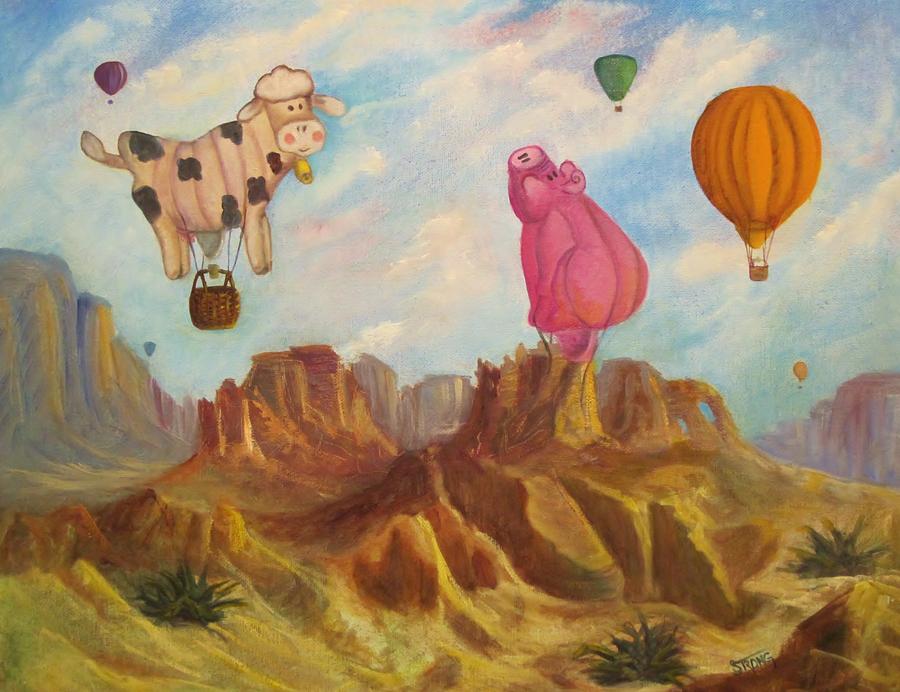 900x692 When Pigs Fly Painting By Sherry Strong - When Pigs Fly Painting
