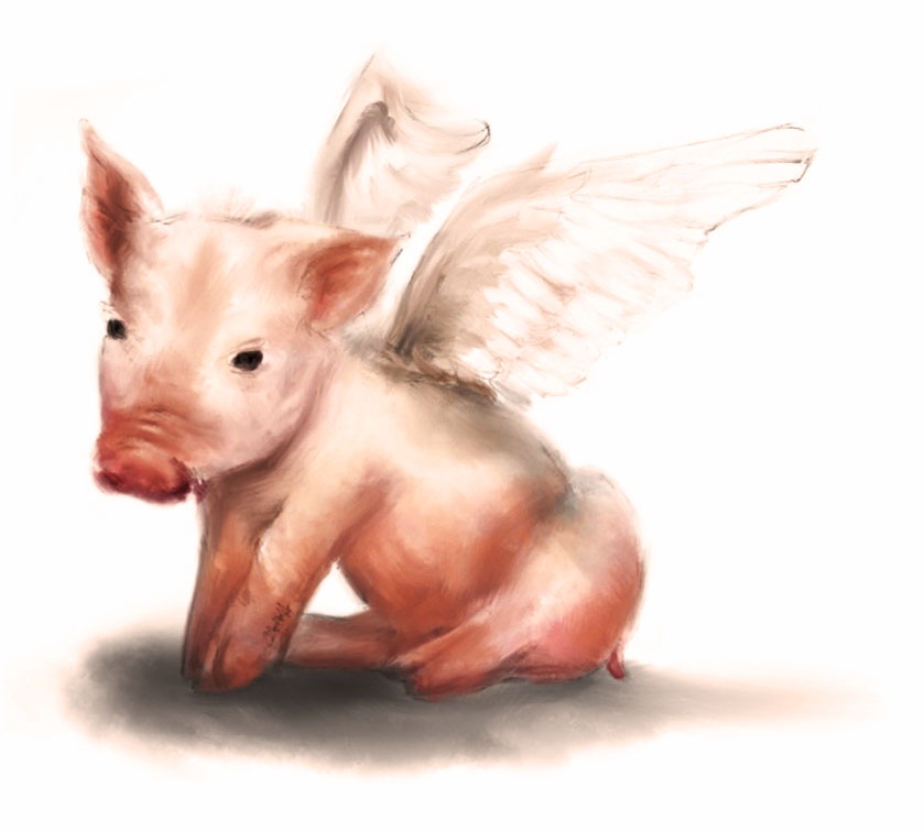 839x755 When Pigs Fly By Realist N - When Pigs Fly Painting