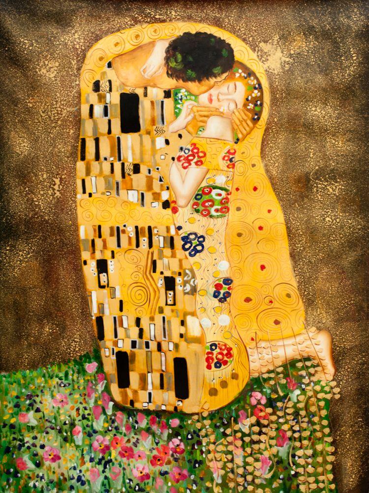 750x1000 Art Painting On Canvas,the Kiss Full View By Gustav Klimt,high - Where Is The Kiss Painting
