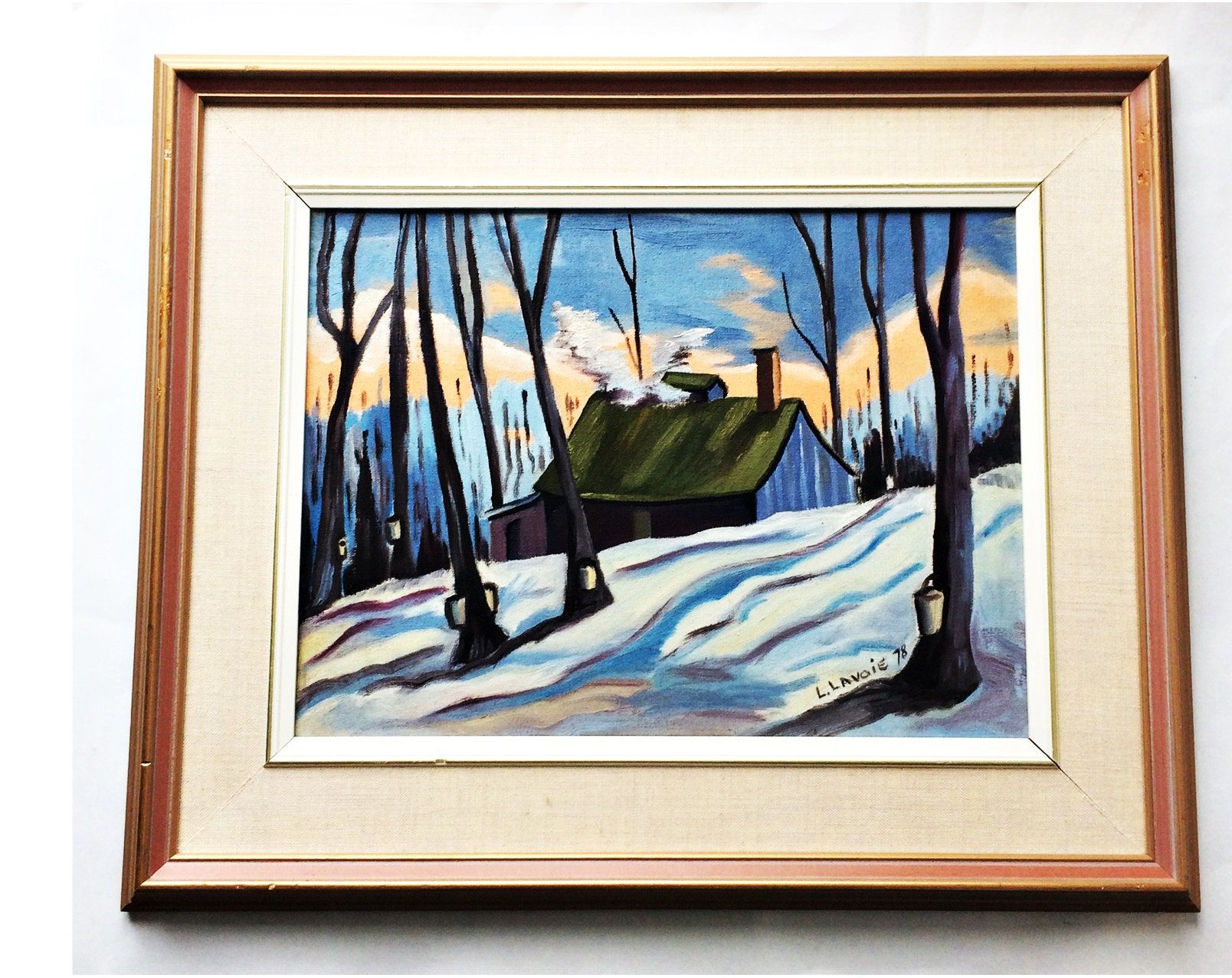 1608x1276 Vintage Winter Landscape Signed Original Oil Painting, - Where Is The Original Sugar Shack Painting