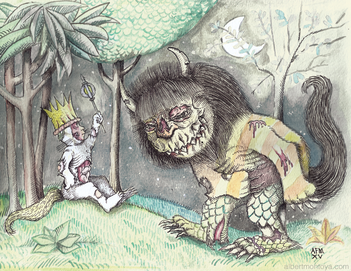 1188x918 Where The Wild Zombies Are Maurice Sendak Watercolor Rendition - Where The Wild Things Are Painting