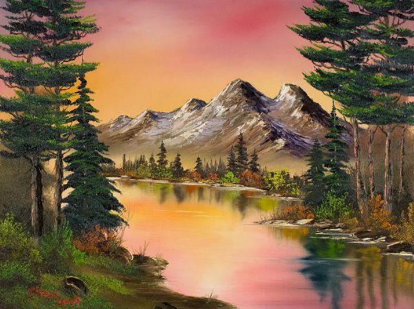 600x448 Bob Ross Autumn Fantasy Paintings Manzara - Where To Buy Bob Ross Painting