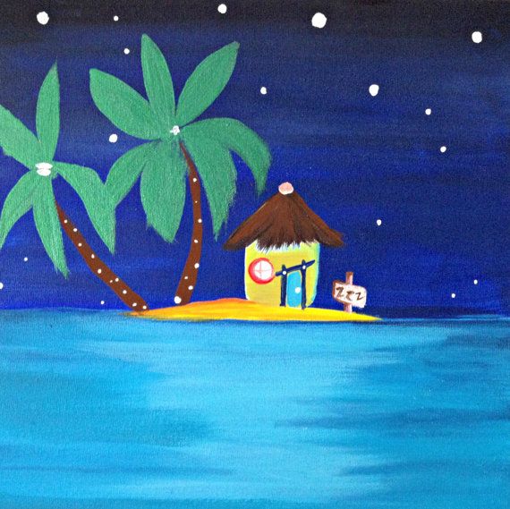 570x569 Key West Beach Art Whimsical Beach Houses By Islandartcollection - Whimsical Beach Painting