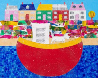 340x270 Beach Painting Whimsical Beach Art Canvas Beach Art Floral - Whimsical Beach Painting