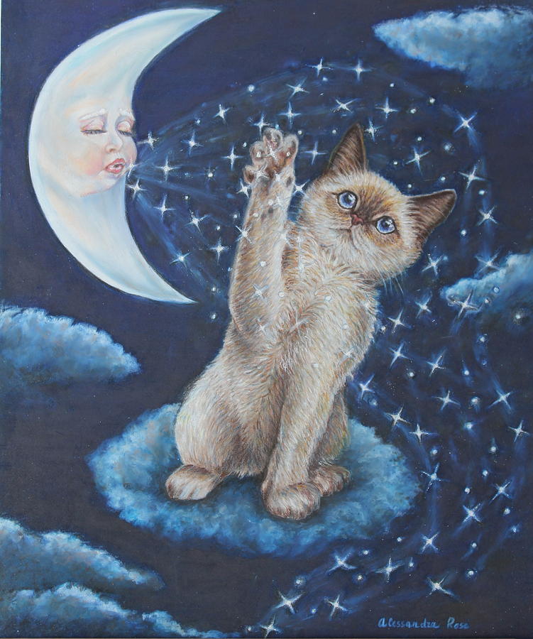 751x900 Fantasy Cat Art - Whimsical Cat Painting