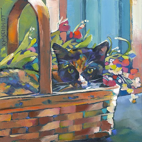 480x480 Just Landscape Animal Floral Garden Still Life Paintings By - Whimsical Cat Painting