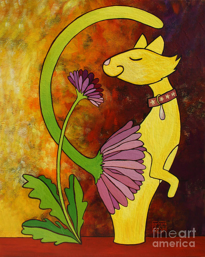 720x900 Your Regular Garden Variety Kinda Cat Painting By Barbara Rush - Whimsical Cat Painting