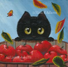 236x232 Details About Whimsical Funny Owl Painting Mini Canvas Original - Whimsical Cat Painting