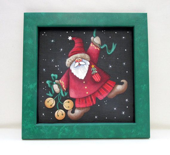 570x520 Santa Claus With Jingle Bells, Whimsical Christmas Art, Tole - Whimsical Christmas Painting